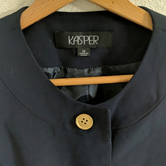 Navy blue 3-button Kasper blazer - Picture 3 of 8